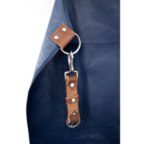 navy blue leather apron